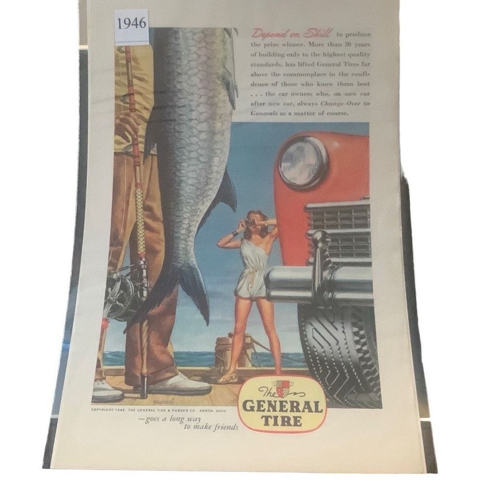 Vintage 1946 General Tire Depend on Skill Ad Advertisement